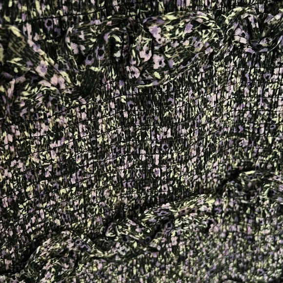 Olivaceous Purple Floral Print Tiered Ruffle Smocked Mini‎ Dress Medium - Picture 5 of 5